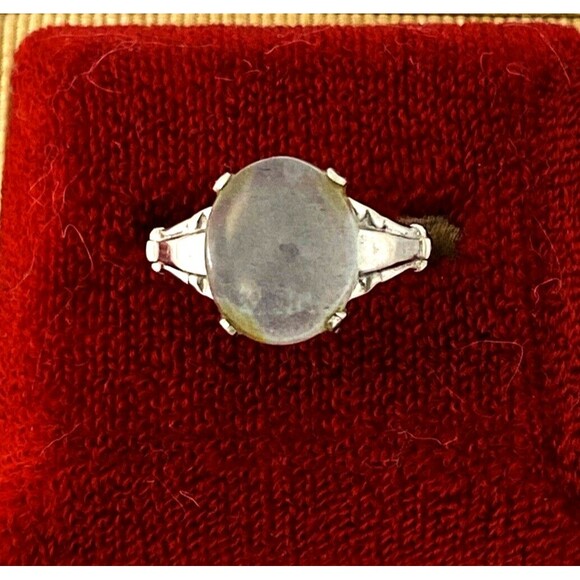 Gray Moonstone Sterling Silver Ring Sz 5 3/4 Retro Vintage Signed McGrath Hamin - Picture 1 of 11